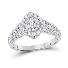  14k White Gold Round Diamond Halo Bridal Wedding Engagement Ring 1 Cttw