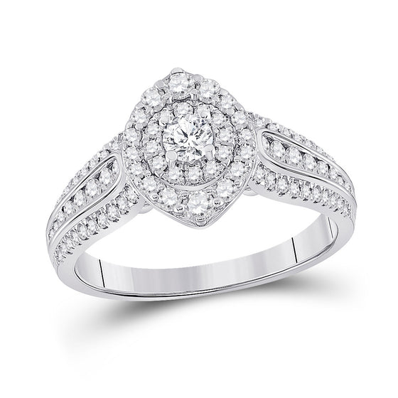 14k White Gold Round Diamond Halo Bridal Wedding Engagement Ring 1 Cttw
