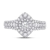 14k White Gold Round Diamond Halo Bridal Wedding Engagement Ring 1-1/5 Cttw