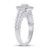 14k White Gold Round Diamond Halo Bridal Wedding Engagement Ring 1-1/5 Cttw