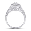 14k White Gold Round Diamond Halo Bridal Wedding Engagement Ring 1-1/5 Cttw