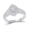 14k White Gold Round Diamond Halo Bridal Wedding Engagement Ring 1-1/5 Cttw