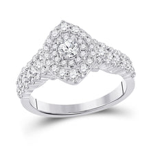  14k White Gold Round Diamond Halo Bridal Wedding Engagement Ring 1-1/5 Cttw