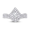 14k White Gold Pear Diamond Halo Bridal Wedding Engagement Ring 1 Cttw