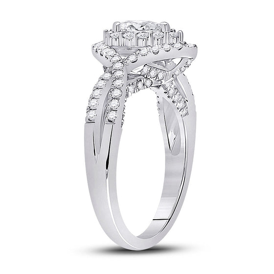 14k White Gold Pear Diamond Halo Bridal Wedding Engagement Ring 1 Cttw
