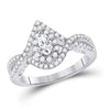 14k White Gold Pear Diamond Halo Bridal Wedding Engagement Ring 1 Cttw