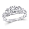 14k White Gold Round Diamond 3-stone Bridal Wedding Engagement Ring 1-1/4 Cttw