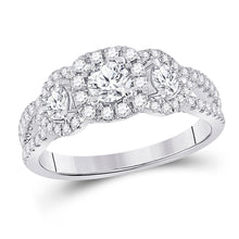  14k White Gold Round Diamond 3-stone Bridal Wedding Engagement Ring 1-1/4 Cttw