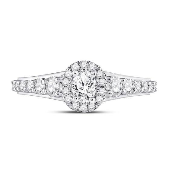 14k White Gold Oval Diamond Halo Bridal Wedding Engagement Ring 1-1/4 Cttw