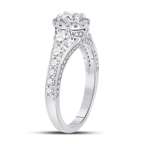 14k White Gold Oval Diamond Halo Bridal Wedding Engagement Ring 1-1/4 Cttw