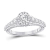 14k White Gold Oval Diamond Halo Bridal Wedding Engagement Ring 1-1/4 Cttw
