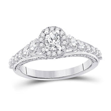  14k White Gold Oval Diamond Halo Bridal Wedding Engagement Ring 1-1/4 Cttw