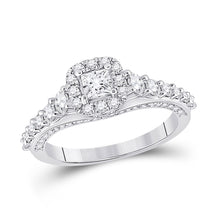  14k White Gold Princess Diamond Halo Bridal Wedding Engagement Ring 1-1/4 Cttw