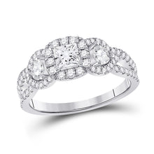  14k White Gold Princess Diamond 3-stone Bridal Wedding Engagement Ring 1-1/3 Cttw
