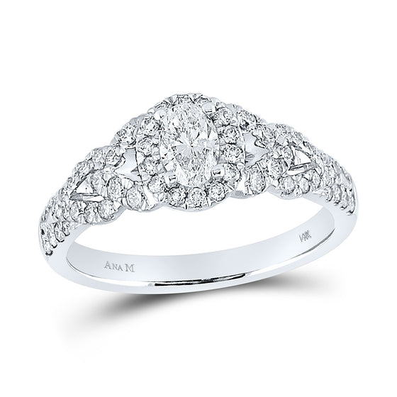14k White Gold Oval Diamond Solitaire Bridal Wedding Engagement Ring 1 Cttw