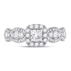 14k White Gold Princess Diamond Halo Bridal Wedding Engagement Ring 1-1/3 Cttw
