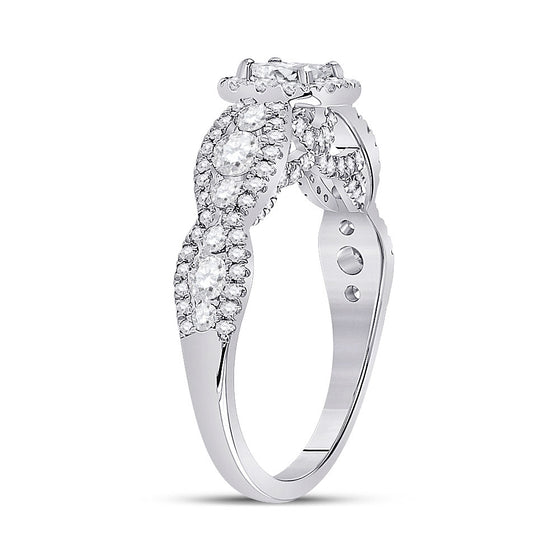 14k White Gold Princess Diamond Halo Bridal Wedding Engagement Ring 1-1/3 Cttw