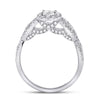 14k White Gold Princess Diamond Halo Bridal Wedding Engagement Ring 1-1/3 Cttw