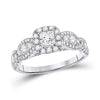 14k White Gold Princess Diamond Halo Bridal Wedding Engagement Ring 1-1/3 Cttw