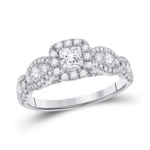  14k White Gold Princess Diamond Halo Bridal Wedding Engagement Ring 1-1/3 Cttw