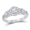 14k White Gold Round Diamond Halo Bridal Wedding Engagement Ring 1 Cttw
