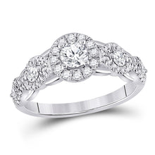  14k White Gold Round Diamond Halo Bridal Wedding Engagement Ring 1 Cttw