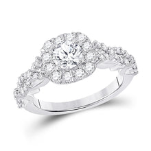  14k White Gold Round Diamond Halo Bridal Wedding Engagement Ring 1-1/2 Cttw