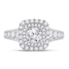 14k White Gold Round Diamond Halo Bridal Wedding Engagement Ring 1-3/4 Cttw