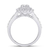 14k White Gold Round Diamond Halo Bridal Wedding Engagement Ring 1-3/4 Cttw
