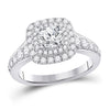 14k White Gold Round Diamond Halo Bridal Wedding Engagement Ring 1-3/4 Cttw