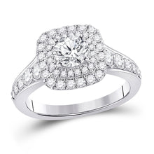  14k White Gold Round Diamond Halo Bridal Wedding Engagement Ring 1-3/4 Cttw