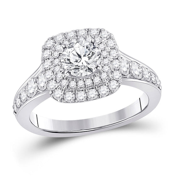14k White Gold Round Diamond Halo Bridal Wedding Engagement Ring 1-3/4 Cttw