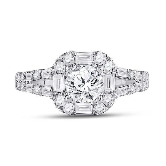 14k White Gold Round Diamond Solitaire Bridal Wedding Engagement Ring 1-3/4 Cttw