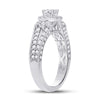 14k White Gold Round Diamond Halo Bridal Wedding Engagement Ring 1-1/5 Cttw