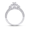 14k White Gold Round Diamond Halo Bridal Wedding Engagement Ring 1-1/5 Cttw
