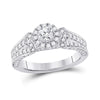 14k White Gold Round Diamond Halo Bridal Wedding Engagement Ring 1-1/5 Cttw