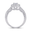 14k White Gold Round Diamond Halo Bridal Wedding Engagement Ring 1-1/2 Cttw