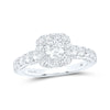 14k White Gold Round Diamond Halo Bridal Wedding Engagement Ring 1-1/2 Cttw