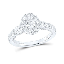  14k White Gold Oval Diamond Halo Bridal Wedding Engagement Ring 1-1/2 Cttw