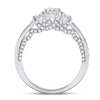 14k White Gold Round Diamond 3-stone Bridal Wedding Engagement Ring 1 Cttw