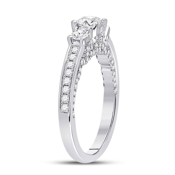 14k White Gold Round Diamond 3-stone Bridal Wedding Engagement Ring 1 Cttw