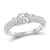 14k White Gold Round Diamond 3-stone Bridal Wedding Engagement Ring 1 Cttw