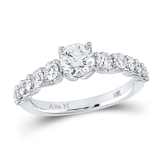 14k White Gold Round Diamond Solitaire Bridal Wedding Engagement Ring 1-3/8 Cttw