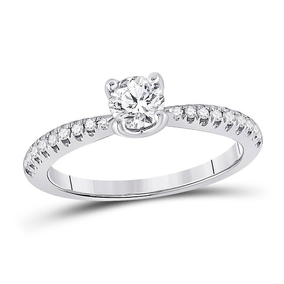 14k White Gold Round Diamond Solitaire Bridal Wedding Engagement Ring 3/4 Cttw