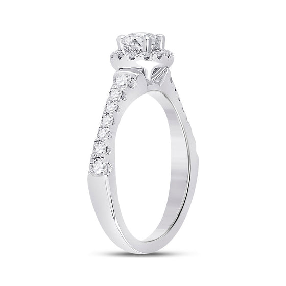 14k White Gold Round Diamond Solitaire Bridal Wedding Engagement Ring 7/8 Cttw
