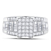 14k White Gold Princess Diamond Cluster Bridal Wedding Engagement Ring 1 Cttw