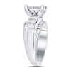 14k White Gold Princess Diamond Cluster Bridal Wedding Engagement Ring 1 Cttw