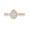 14k Yellow Gold Womens Round Diamond Teardrop Cluster Ring 1/3 Cttw