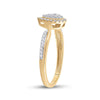 14k Yellow Gold Womens Round Diamond Teardrop Cluster Ring 1/3 Cttw