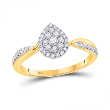 14k Yellow Gold Womens Round Diamond Teardrop Cluster Ring 1/3 Cttw